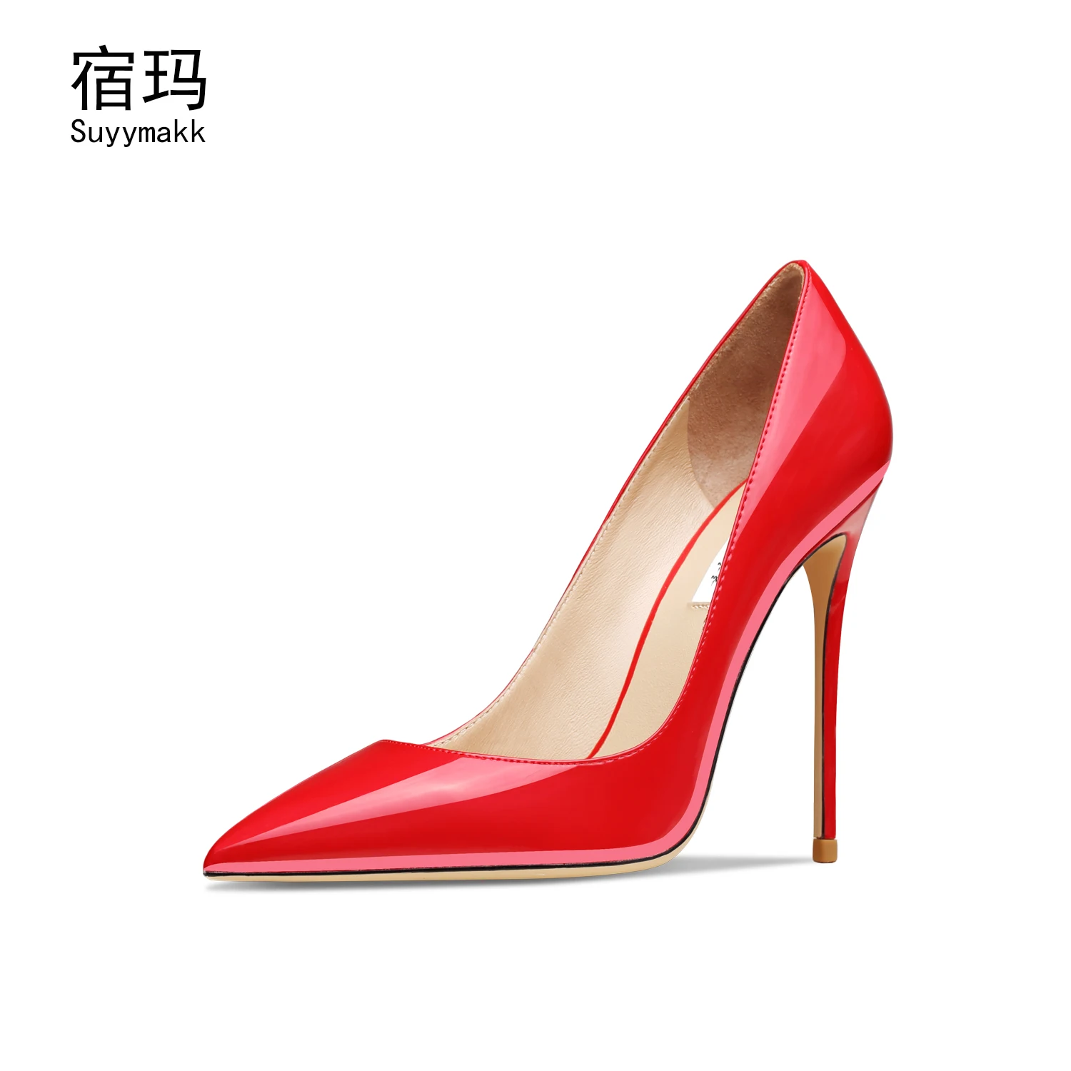 shoes women High heels New Real Leather Luxury Women'S Shoes Red Classics Pumps Black Thin Heel Pointed Toes Shallow Mouth Weddi