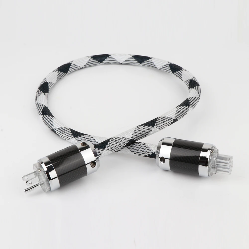 

Rhodium plated carbon fiber US power plug 4square Power Cable US AC Power Cord Cable HIFI Power Cable