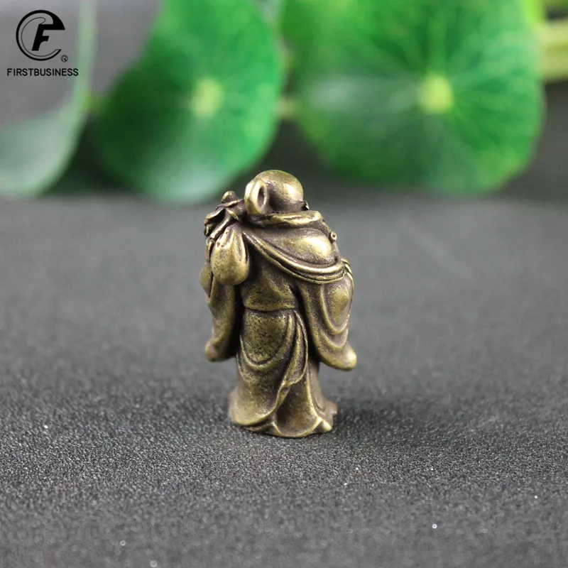 Pure Copper Smiling Big Belly Maitreya Buddha Small Statue Feng Shui Ornament Home Decoration Craft Accessory Lucky Brass Figure