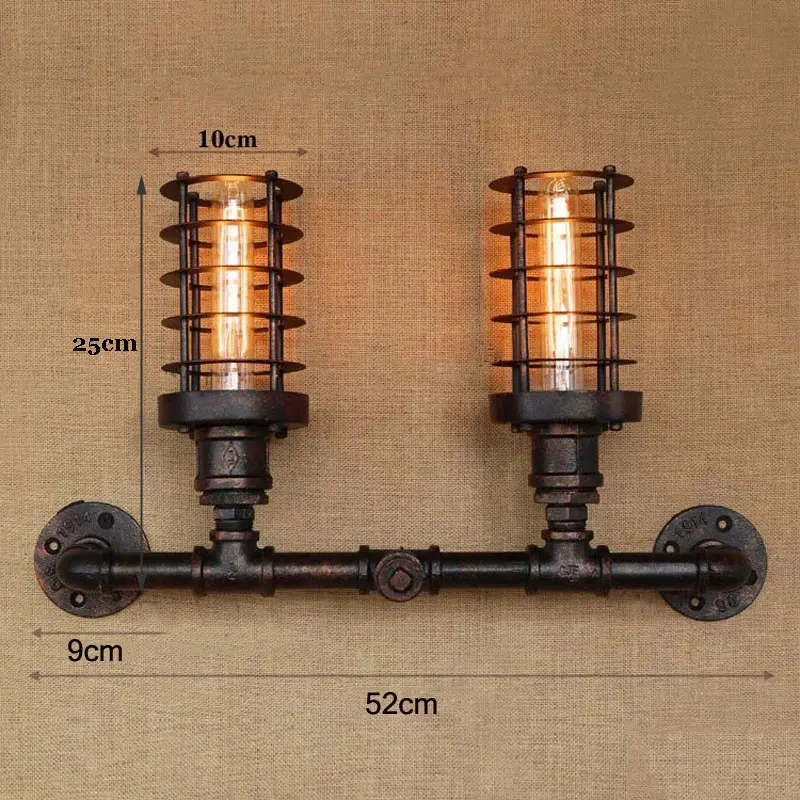 لوفت الرياح الصناعية البخار فاسق الحديد داخلي الجدار مصباح خمر مقهى متجر الملابس بار غرفة نوم تركيب المصابيح الأنابيب الجدار ضوء الصدرية