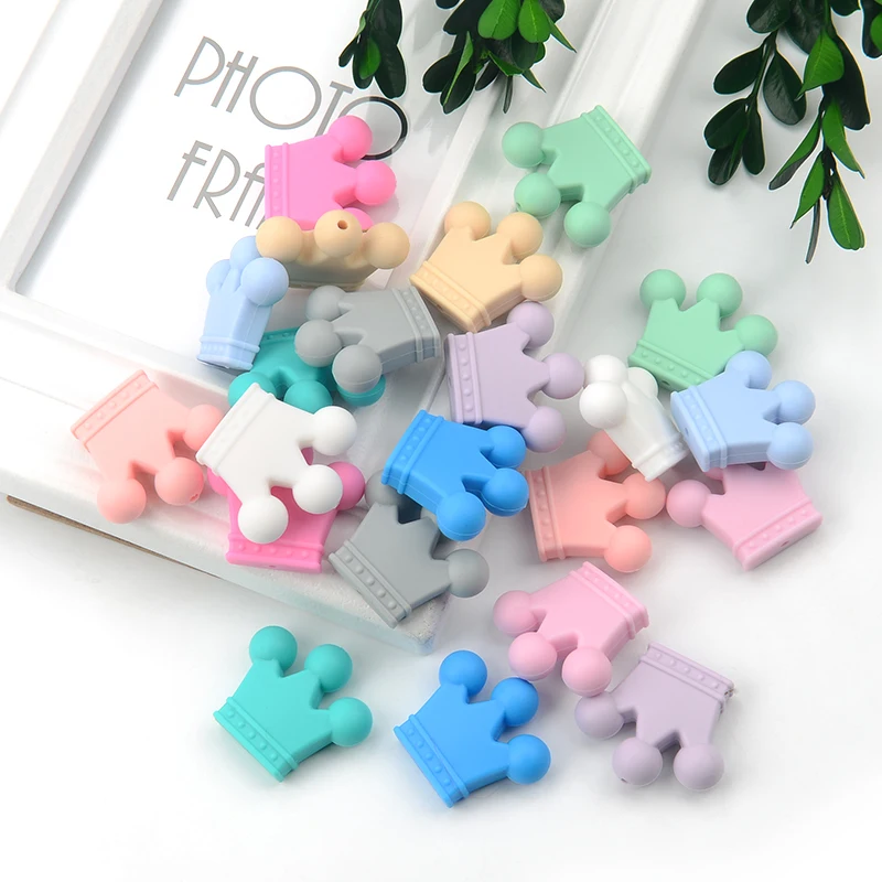 HEIßER VERKAUF 10 teile/los Silikon Krone Perlen BPA FREI Silikon Zahnen Perlen Baby Kauen Zahnen Halskette DIY Schnuller Clips Zubehör – Detail 12