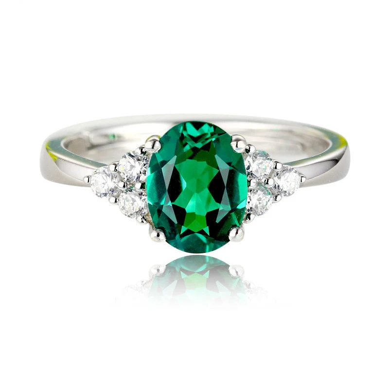 Trendy Oval Green Cubic Zirconia Adjustable Rings for Women Female Wedding Engagemant Party Fashion Jewelry Gifts YRI150