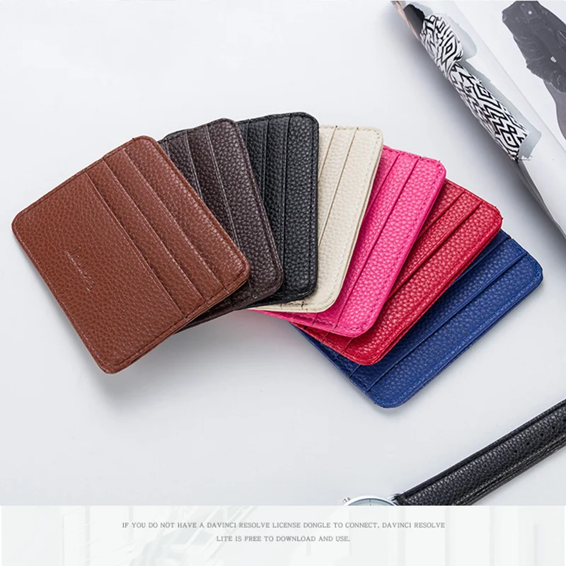 Slim Minimalist Wallet PU Leather Storage Credit Card Holder Short Purse Leather ID Card Holder Candy Color Bank Multi Slot Card