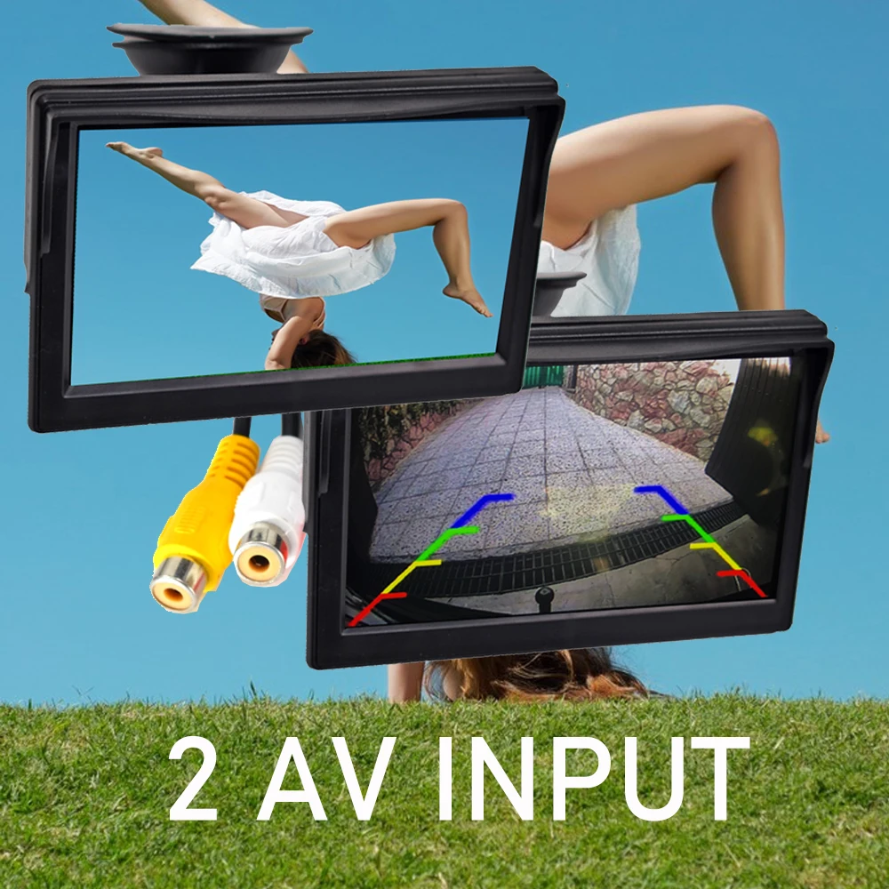 5 Inch for Car Monitor TFT LCD Digital 800*480 16:9 Screen 2 Way Video Input or Wireless Reverse Rear View Camera Parking