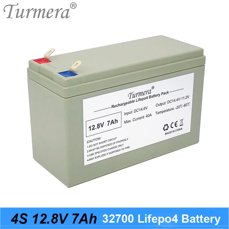 Turmer 32700 Lifepo4 akumulator 4S1P 12.8V 7Ah z 4S 40A bilans BMS dla 12V Panel słoneczny i system ups 12V