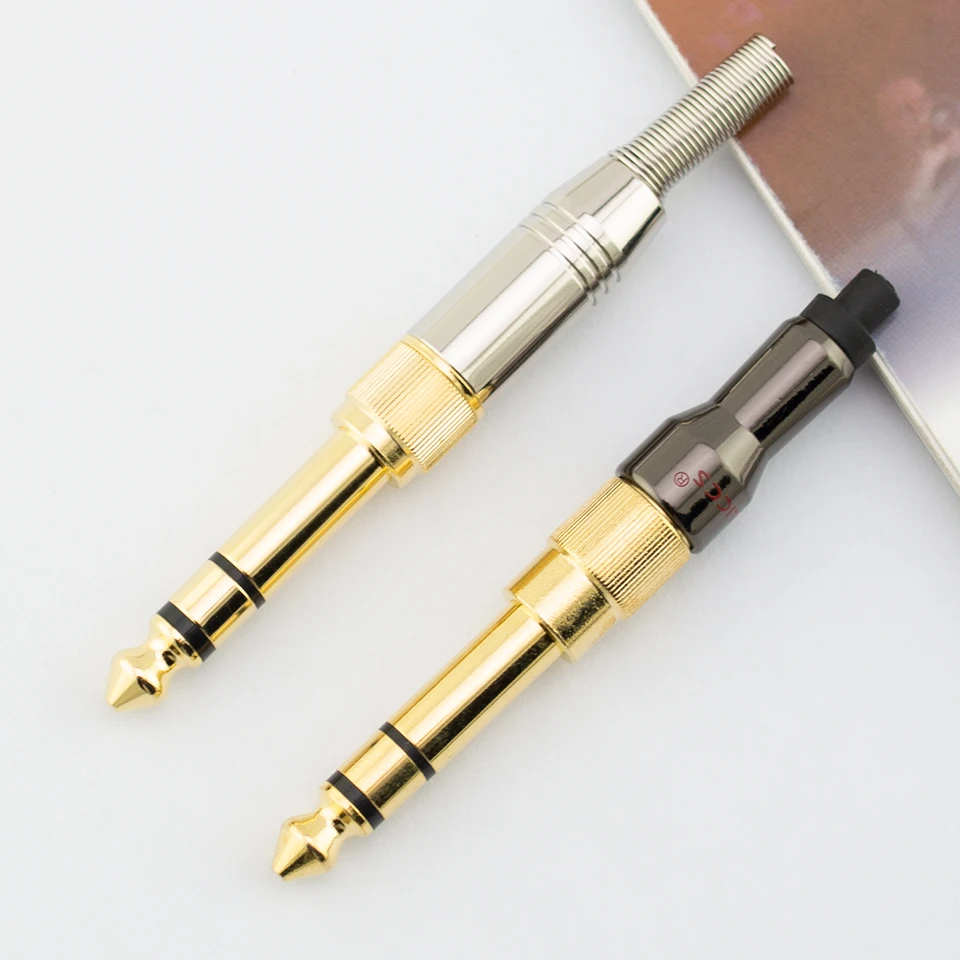 Gold-plated 3.5mm headphone threaded welding head 6.35mm to 3.5 conversion plug repair headphone plug