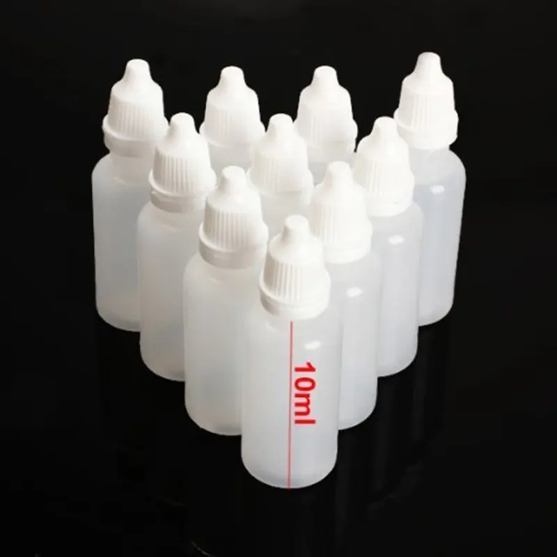 100Pcs/Lot 10ml Empty Plastic Squeezable Dropper Bottles Eye Liquid Dropper Sample Eyes Drop Refillable Bottle