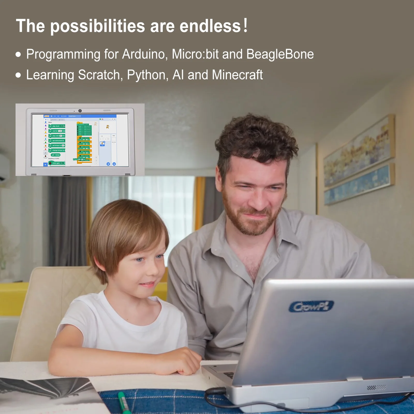 Picture 4: CrowPi 2 11.6 Inch 1920*1080 IPS Screen Raspberry Pi Laptop STEM Programming Python Scratch AI Learning Kit Platform