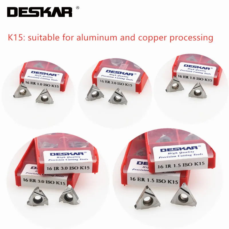 10 шт. DESKAR 16ER 16IR 1,0/1,5/1,75/2,0/2,5/iso K15 токарный режущий инструмент ЧПУ резьбовые токарные инструменты Резьбовые лезвия для алюминия