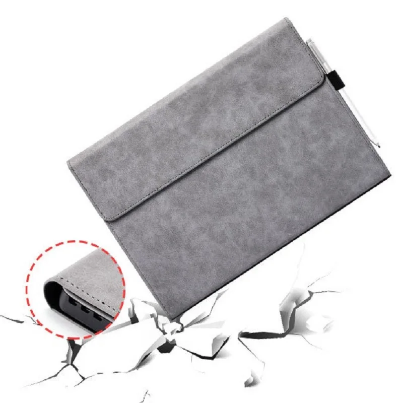 for Microsoft Surface Pro X Tablet Case Bag Foldable Stand Matte Glossy PU Leather Flip Sleeve TPU Case with Charger Mouse Bag