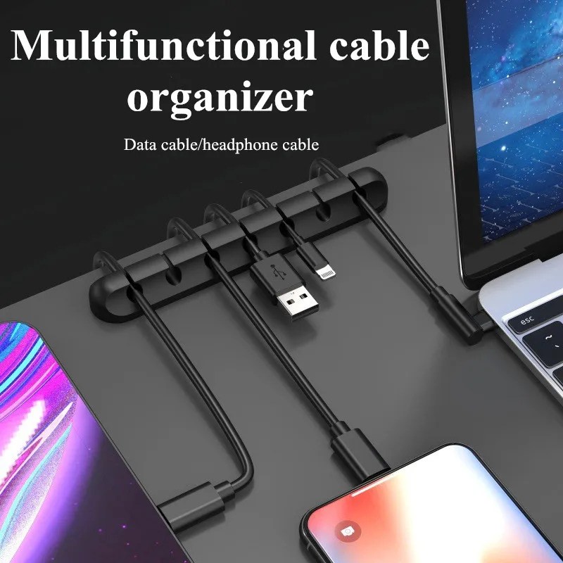 Cable Organizer Silicone USB Cable type c Winder Desktop Tidy Management Clips Cable Holder for Mouse Headphone Wire
