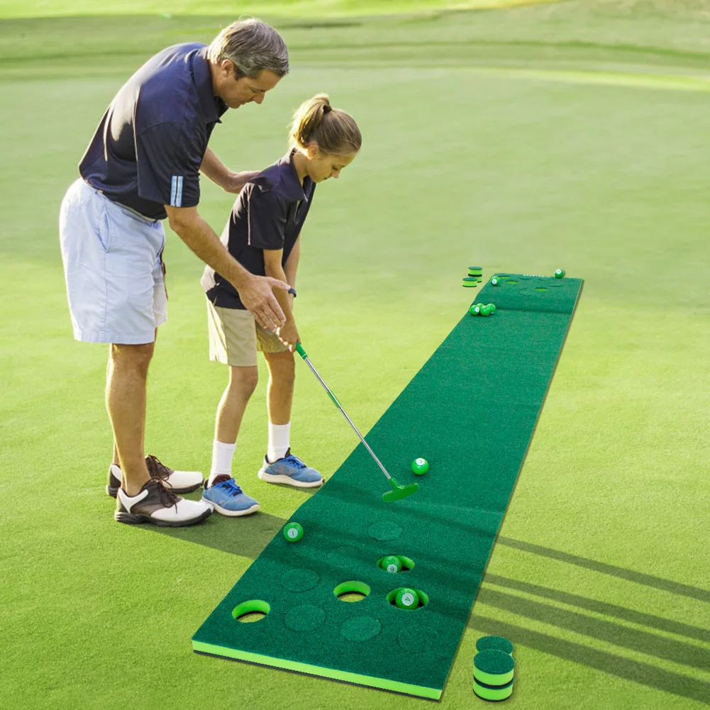 CRESTGOLF Golf Putting Green Game Practice Mat Set Practicing Training Aids Gift for Indoor&Outdoor Party Backyard Use