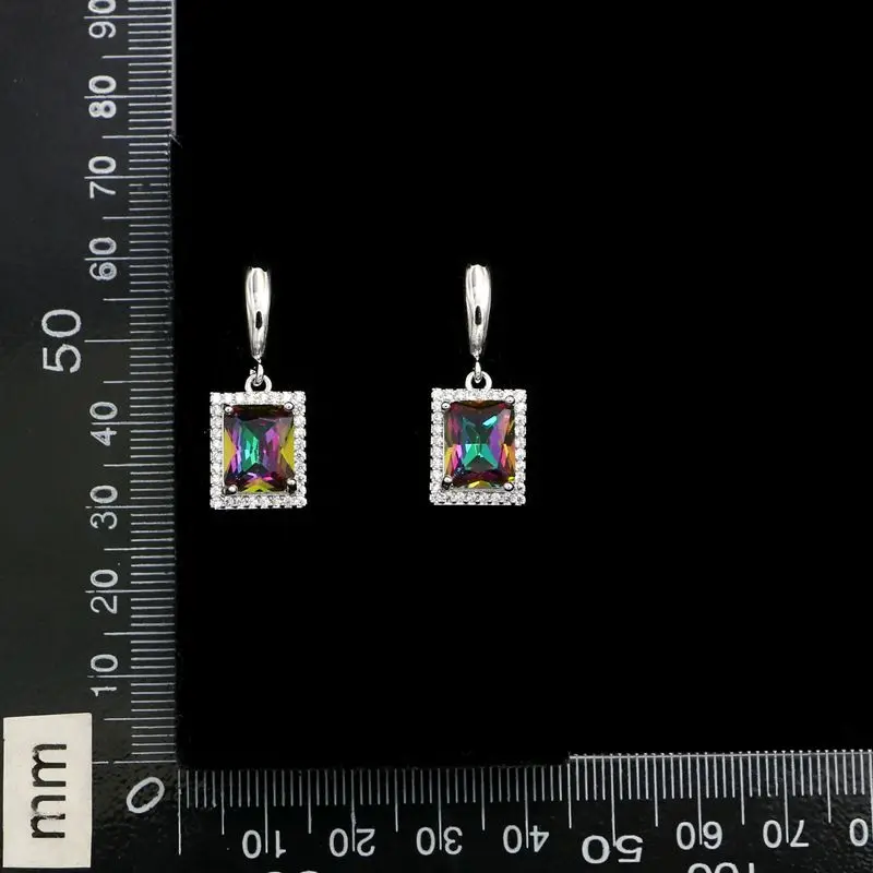 925 Silver Earrings For Women Rainbow Cubic Zirconia White Crystal Party Accessories
