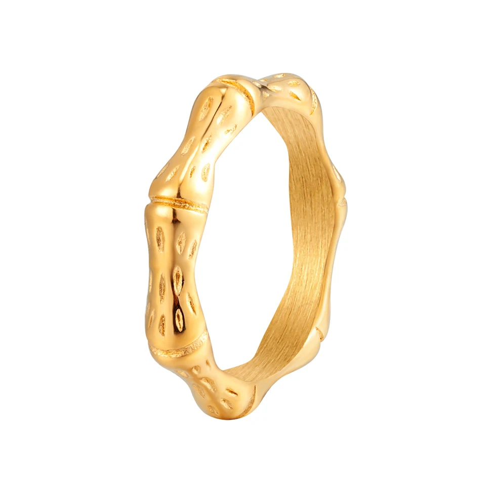 High Quality 2022 Stainless Steel Ring Minimalist Gold Bamboo Joint Metal Finger Ring Bagues Pour Femme Accessories Office Gift