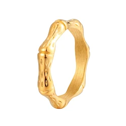 High Quality 2022 Stainless Steel Ring Minimalist Gold Bamboo Joint Metal Finger Ring Bagues Pour Femme Accessories Office Gift