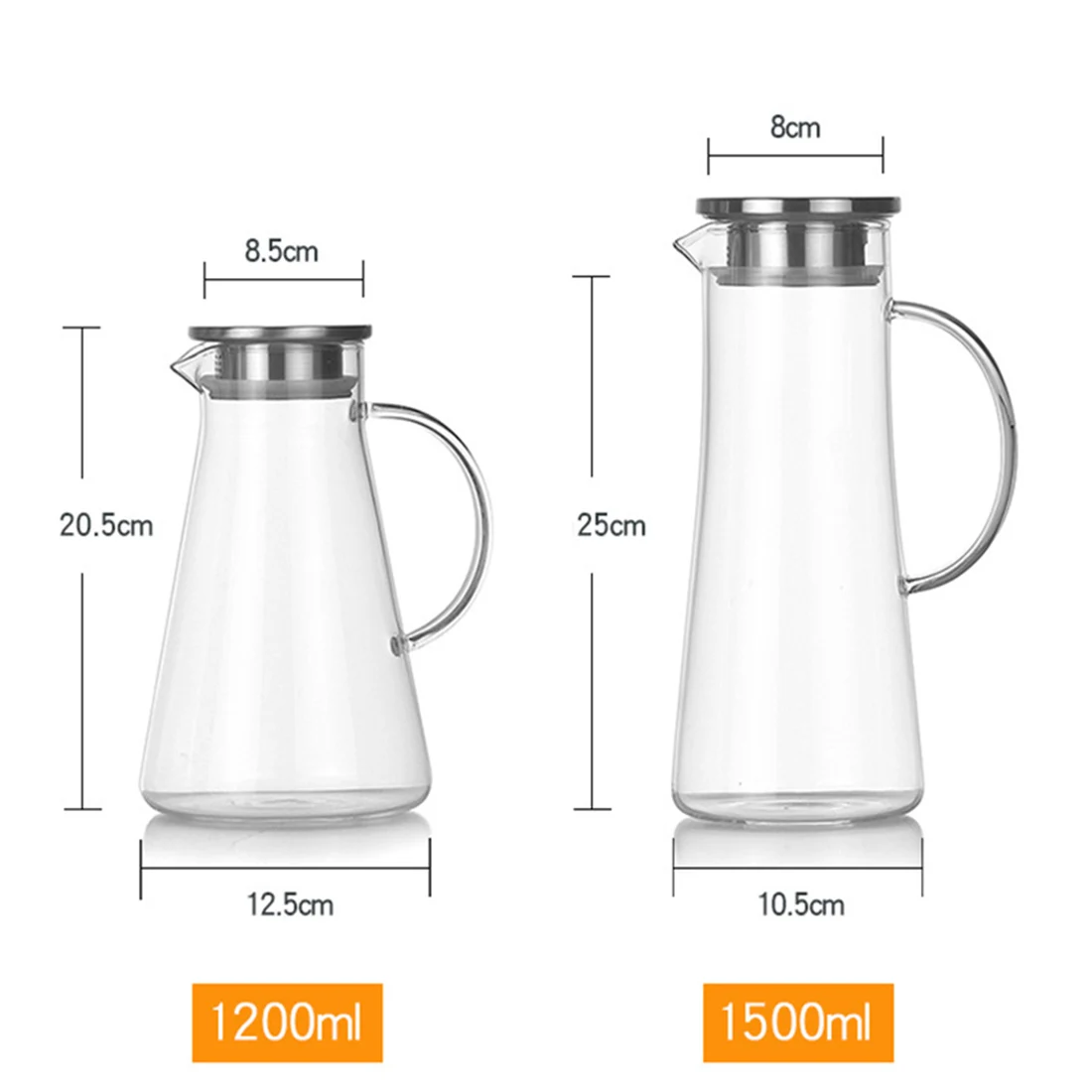 Jarra de agua de vidrio resistente al calor para el hogar con tapa de acero inoxidable con pico de pato, olla de jugo casera de gran capacidad con mango, nueva