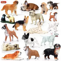 Oenux Lovely Pet Dog Animals Model Action Figure Boxer Bulldog Dalmatian Figurines Cute Miniature Collection Toys For Kids Gift