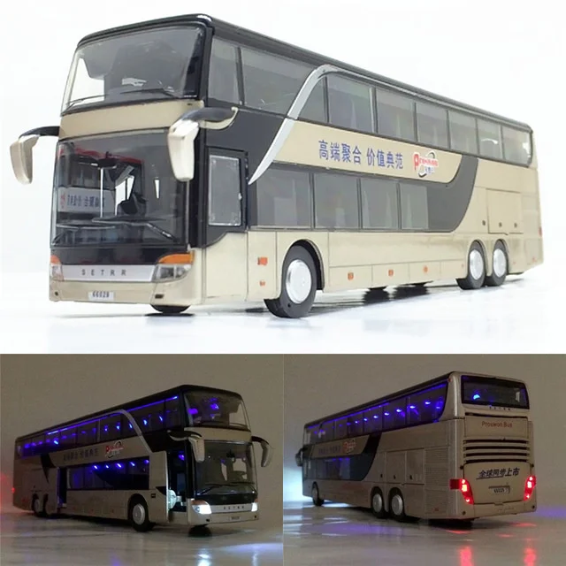 Sale High quality 1:32 alloy pull back bus model,high imitation Double sightseeing bus,flash toy vehicle, free shipping