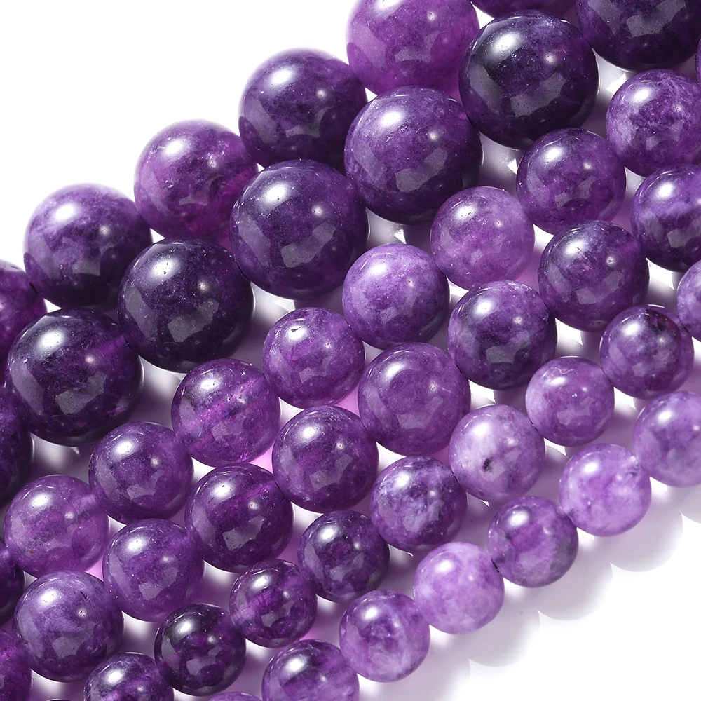 Natural Purple Crystal Stone Beads Round Loose Spacer Bead for Jewelry Making DIY Charm Bracelet NecklaceAccessories 6/8/10mm