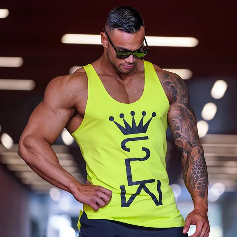 Men Tank Top Gym Workout Singlet Sleeveless Blouse Stringer Tank Tops Bodybuilding Show Muscle