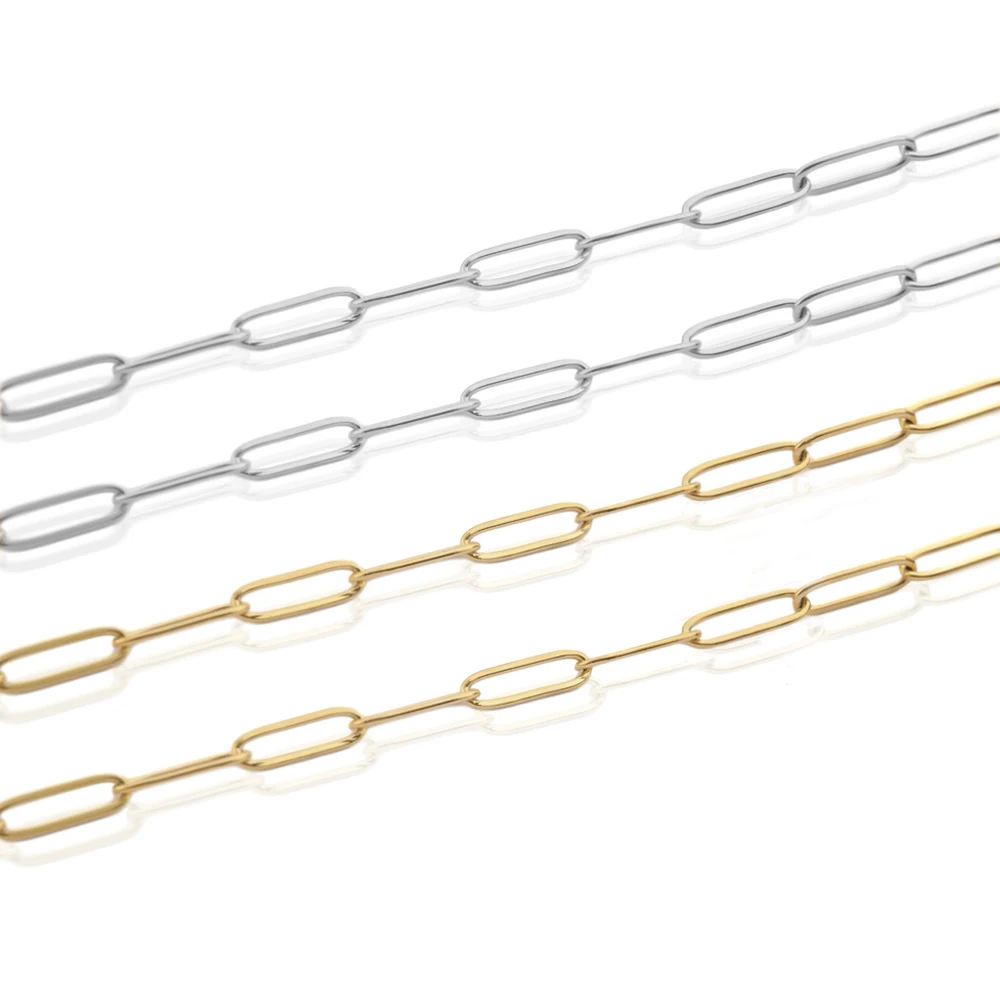 1Meter Stainless Steel Gold Plated Paperclip Chain Rolo Cable Link Chains for DIY Necklace Bracelet Anklet Jewelry Making