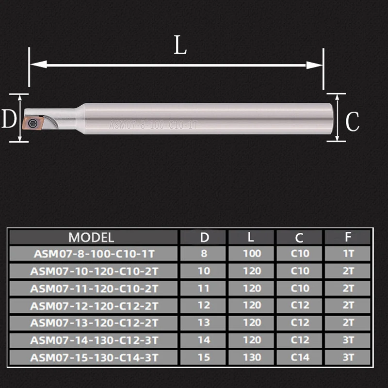 ASM ESE Milling Tool C10 C12 C16 C20 Small Diameter End Mill Holder ASM07-12-120-C12-2T CNC Lathe Cutting JDMT070204 Inserts