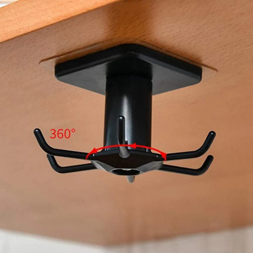 6 Hooks Kitchen Rack Kitchen Organizer Home Accessories 360 Degrees Rotating Cabinet Hanger Utensils For Kitchen Convenience