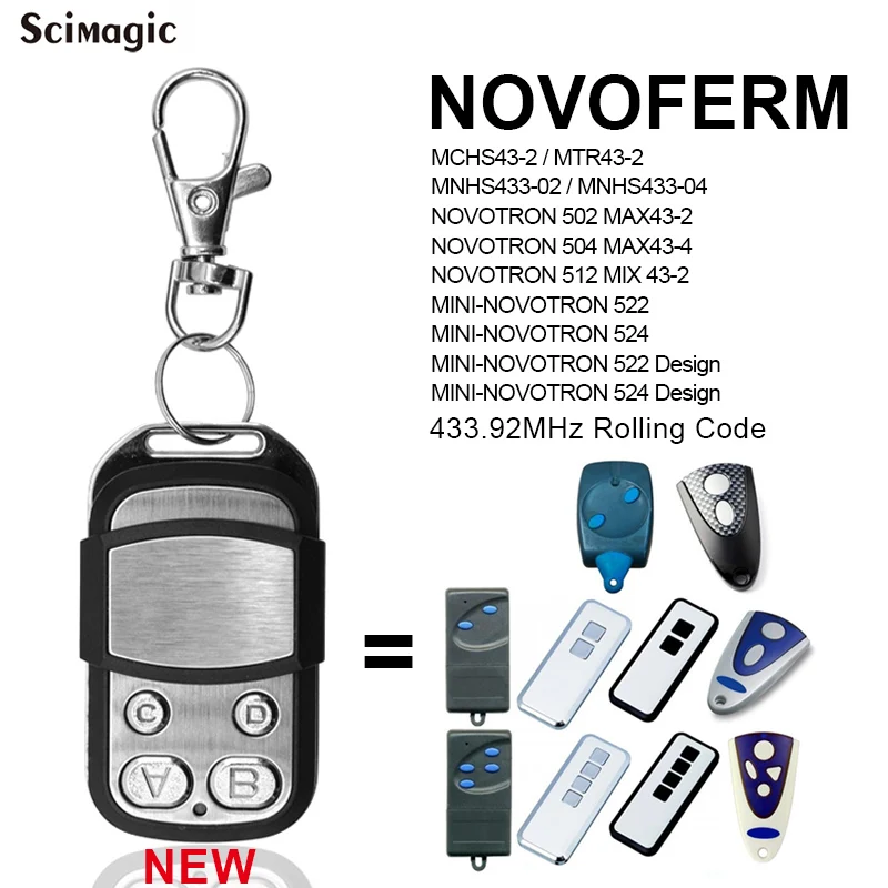 Novoferm Mini-Novotron 522 524 Remote Control 433.92MHz Gate Opener Novoferm Rolling Code Garage Door Opener