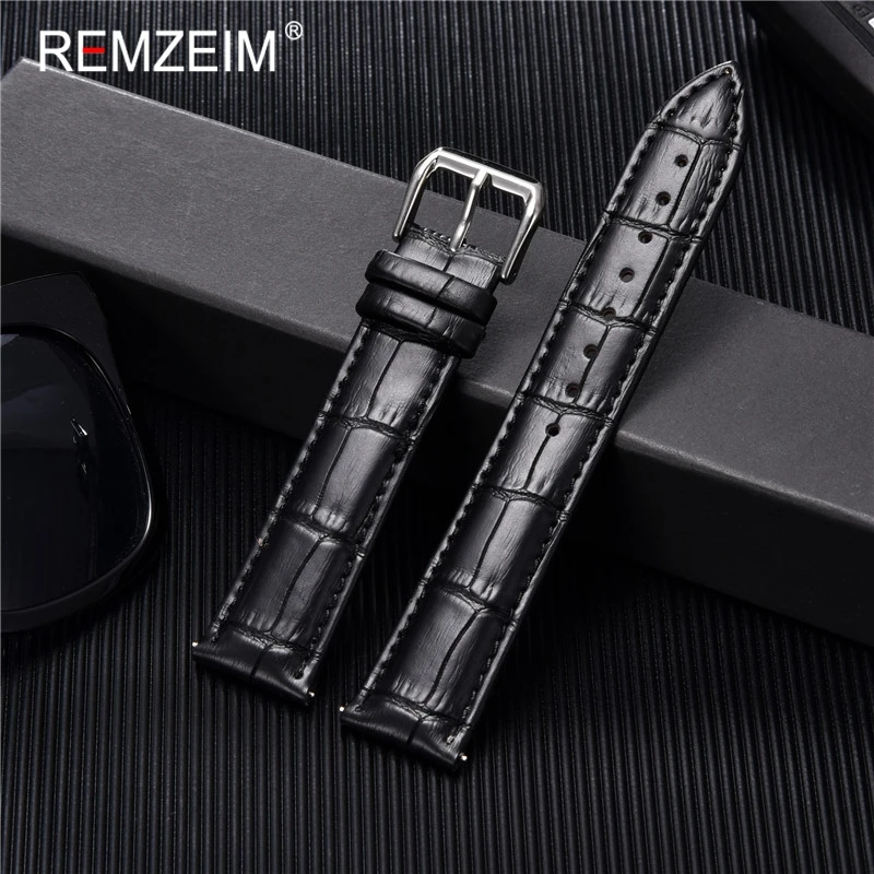 REMZEIM Genuine Leather Watchband 16MM 18MM 20MM 22MM 24MM Calf Leather Watch Band For Women Men Bracelet Accessories Wristband