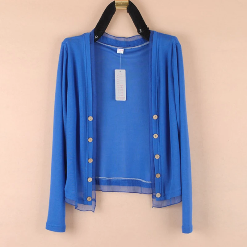 2025 Spring Summer New Short Thin Jacket  Women's Long Sleeve Knitted Sunscreen Clothing Female Cardigan Tops 5XL Y277
