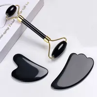 Set de Rodillo de Obsidiana y Gua Sha