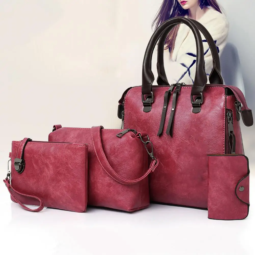 4Pcs/Set Women Shoulder Bag  All-match   Sling Bag Set Multi-pockets Women Shoulder Bag