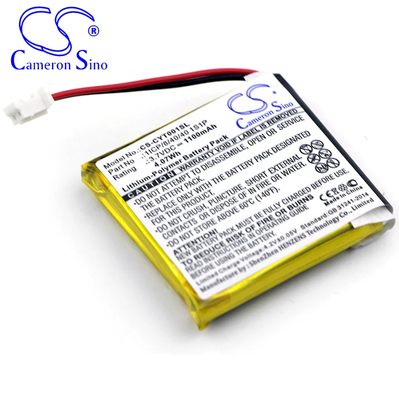 CameronSino Battery for Coyote Plus S fits Coyote 1ICP/8/40/40 1S1P GPS, Navigator battery 1100mAh 3.70V Li-Polymer White Yellow