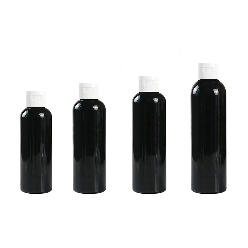 30pcs 100ml 150ml 200ml250ml Empty PET Refill Bottle For Cosmetics Shampoo Container Plastic Bottle Falp Lid Black Bottle