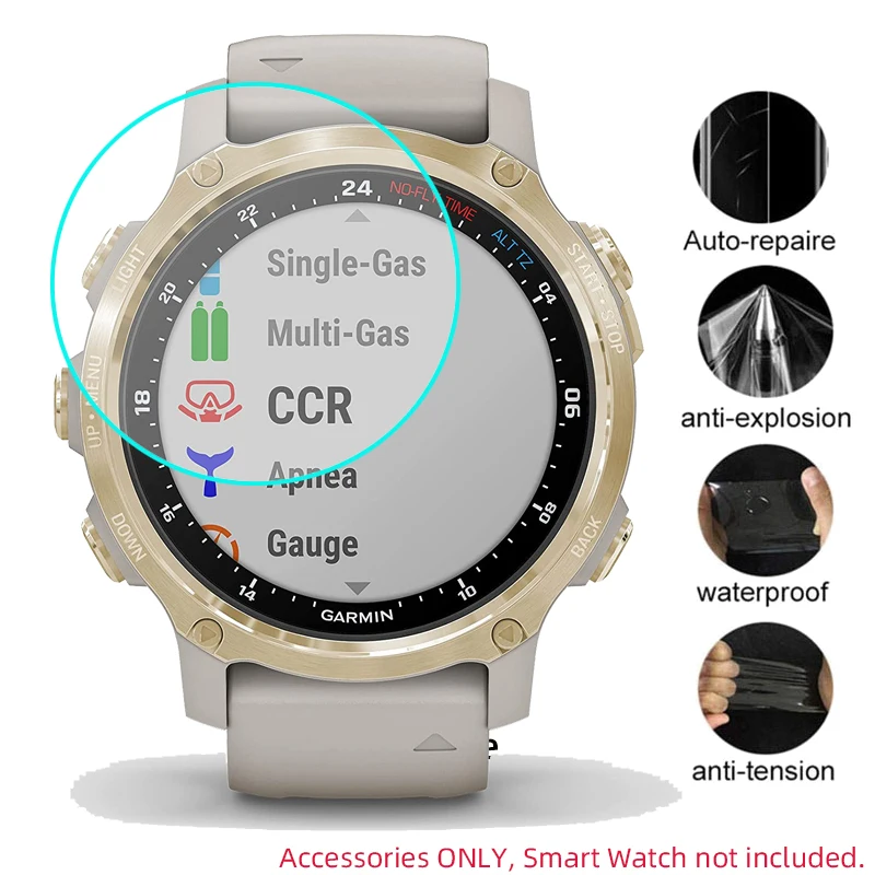 Protector de pantalla para reloj inteligente, película protectora transparente de TPU suave, 5 piezas, para Garmin Descent Mk2S Sport