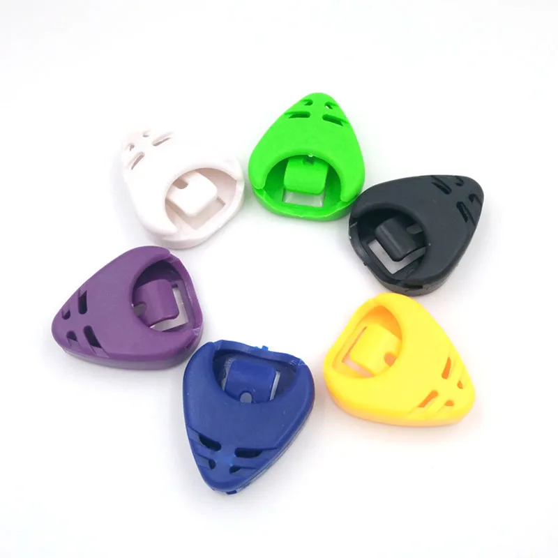 Portable Plastic Electric Guitar Pick Holder, Heart Shape, ABS Guitar Plectrum Case, Random Colors, Wholesale, 100Pcs per Lot