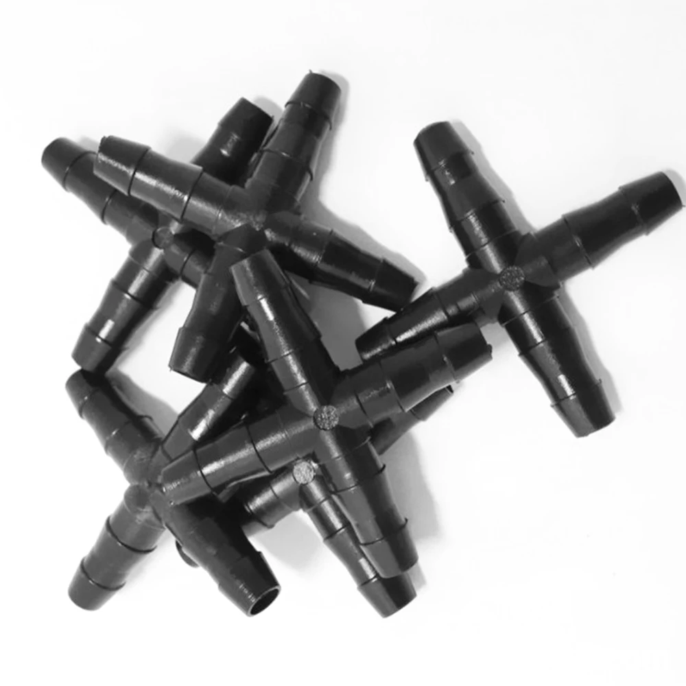 

30Pcs 4 / 7mm 4-Way Connector black Connect 4 / 7mm hose Suitable for garden irrigation Pipe Connector