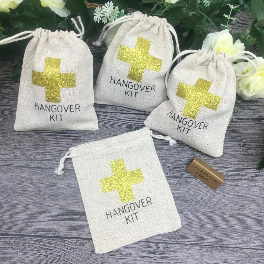 custom gold cross wedding birthday jewelry favor muslin gifts Bags Bachelorette baby shower first aid Hangover Kits