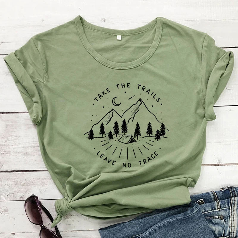 

Take The Trails Leave No Trace T-shirt Aesthetic Nature Lover Gift Tshirt Casual Women Keep Wild Slogan Top Tee Shirt Drop Ship