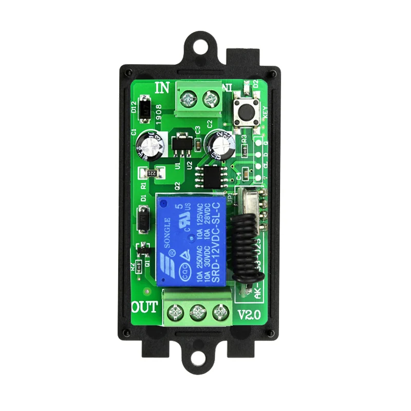 2000M daleki zasięg DC12V 24V 1CH RF przemysłowy bezprzewodowy przekaźnik zdalnego sterowania przełącznik światła/lampa/okno/bramy garażowe okiennice
