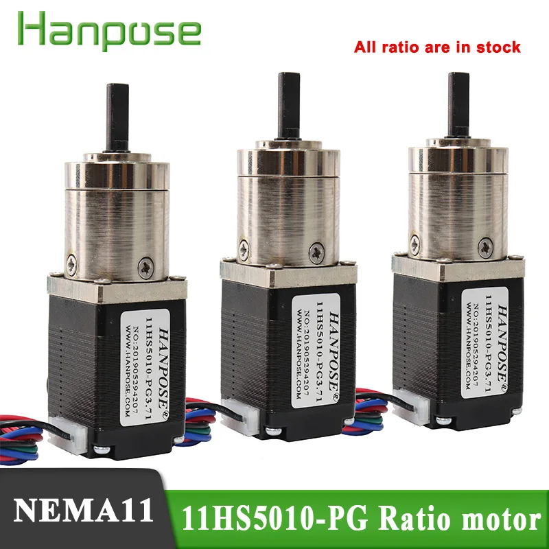 

3pcs Nema11 Stepper Motor Gear ratio 5.18:1/51:1/14:1 11HS5010-PG 50mm Planetary Gearbox High Torque Geared Stepper Motor