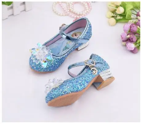 Disney new Elsa Shoes For Girls Cartoon Leather Children Shoes Princess Kids Shoes Girl Sandals Dress Snow Queen Sandal