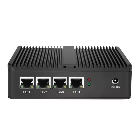Fanless Mini PC Firewall Router Intel Celeron J1900 N2830 4x 2.5G Ethernet Support Windows Linux Pfsense OpenWrt