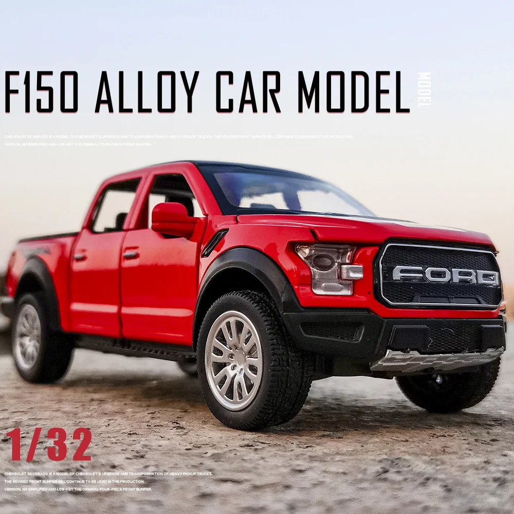 Neue 1:32 Ford Raptor F150 Große Rad Legierung Diecast Auto Modell Mit Mit Sound Licht Ziehen Auto Spielzeug Für kinder Weihnachten Geschenke