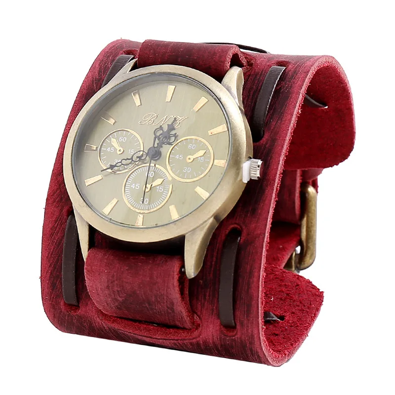 Men's Punk Retro Decorative Wide Strap Watch