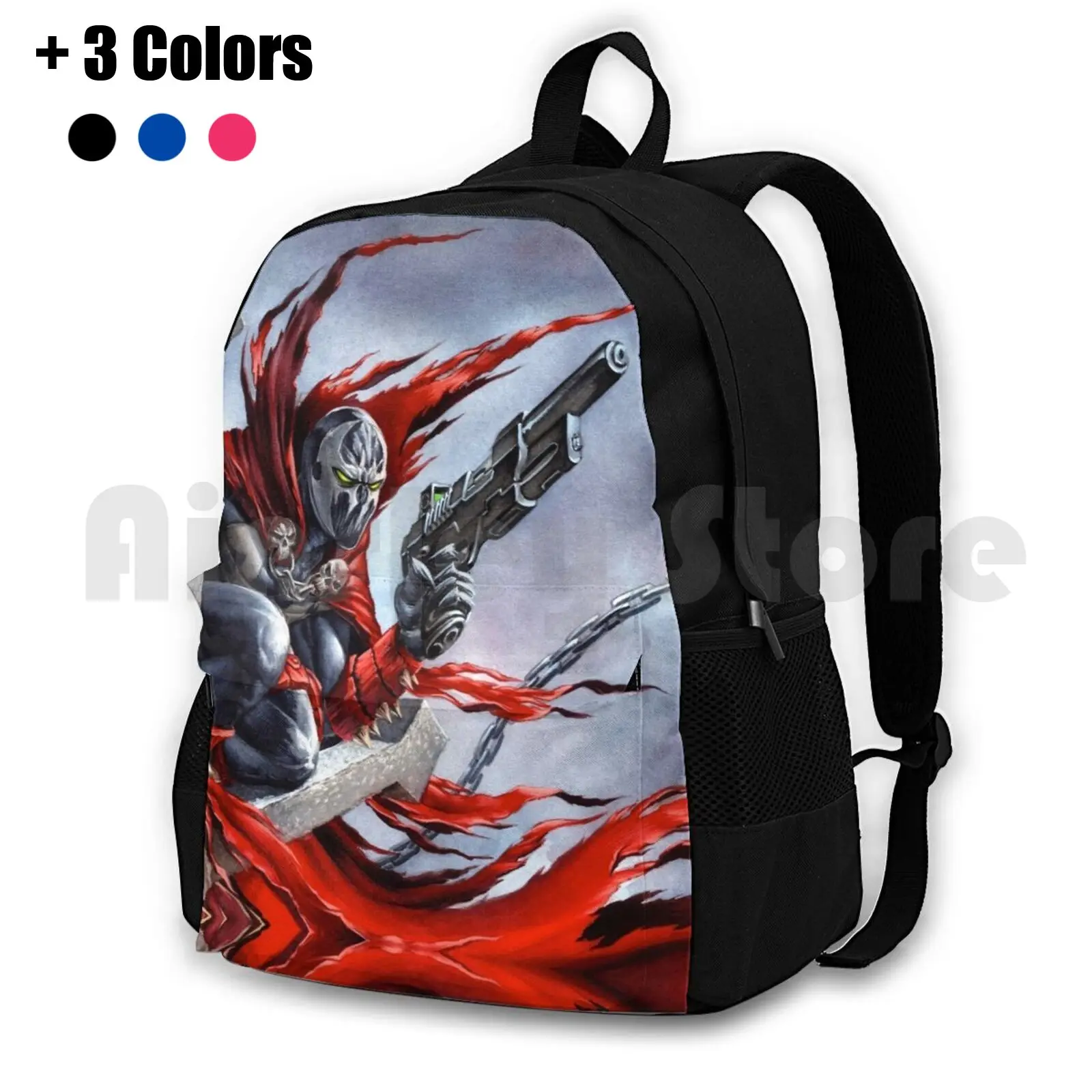 On The Cross-Fan Art Outdoor Hiking Backpack Waterproof Camping Travel Fanart Watercolor Gouache Painiting Superhero Hell