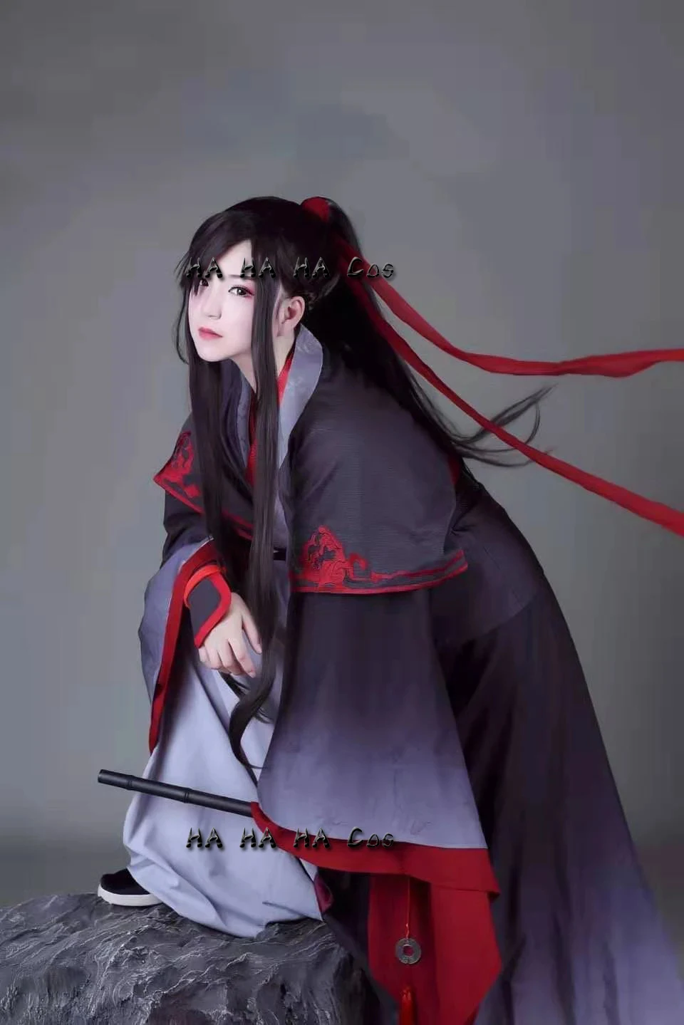 Anime Mo Dao Zu Shi Wei Wuxian Wei Ying Cosplay Costume For Men Wei Wuxian Simplified Version Halloween Party Wig Shoes Props