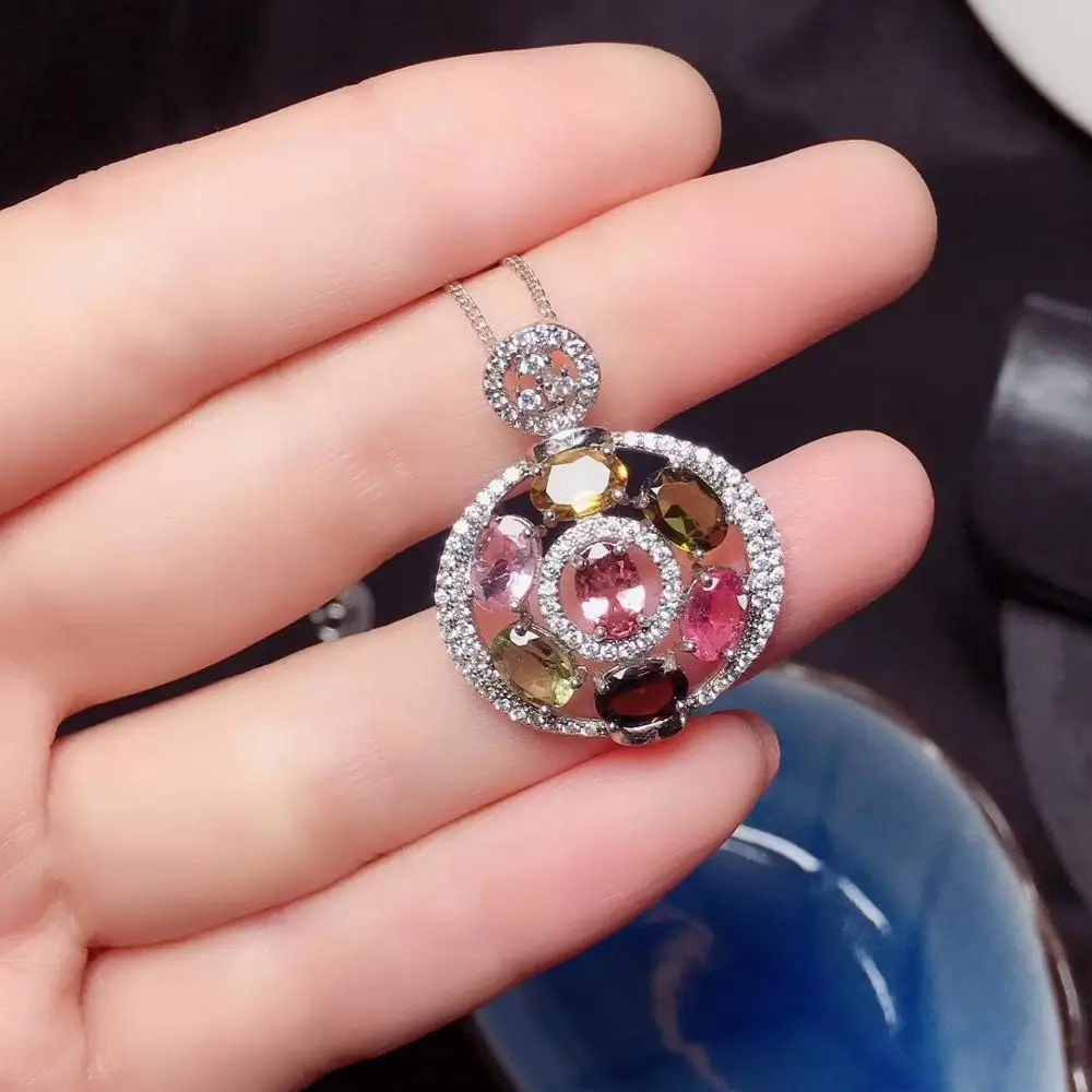 

KJJEAXCMY Ювелирные изделия из стерлингового серебра 925 пробы с инкрустацией натуральным драгоценным камнем турмалин женский кулон Мисс женщина популярный тест поддержки