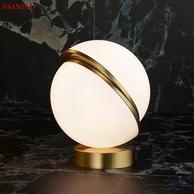 Fashion design Acrylic Round ball table lamps bedroom bedside Night light Home living room hotel study Decor desk lamp Luminaire