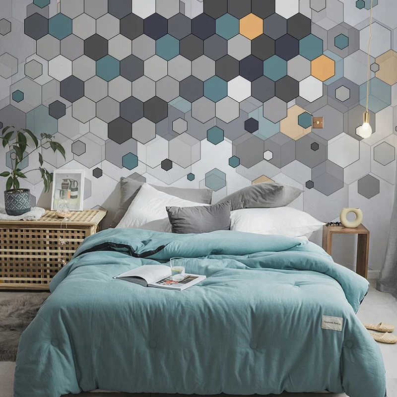 Custom 3D Photo Wallpaper Home Decor Wall Painting Modern Abstract Hexagon Geometric TV Background Wall Paper Mural De Parede
